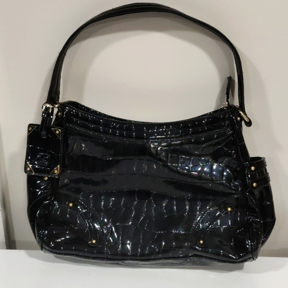 Vintage Liz Claiborne black vinyl purse in excellent condition